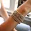 Thumbnail: Erin Gray 3mm Stormy Blue & Gold Waterproof 7” bracelet