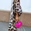 Thumbnail: Chic Leopard Print V-Neck Batwing Sleeve Dress