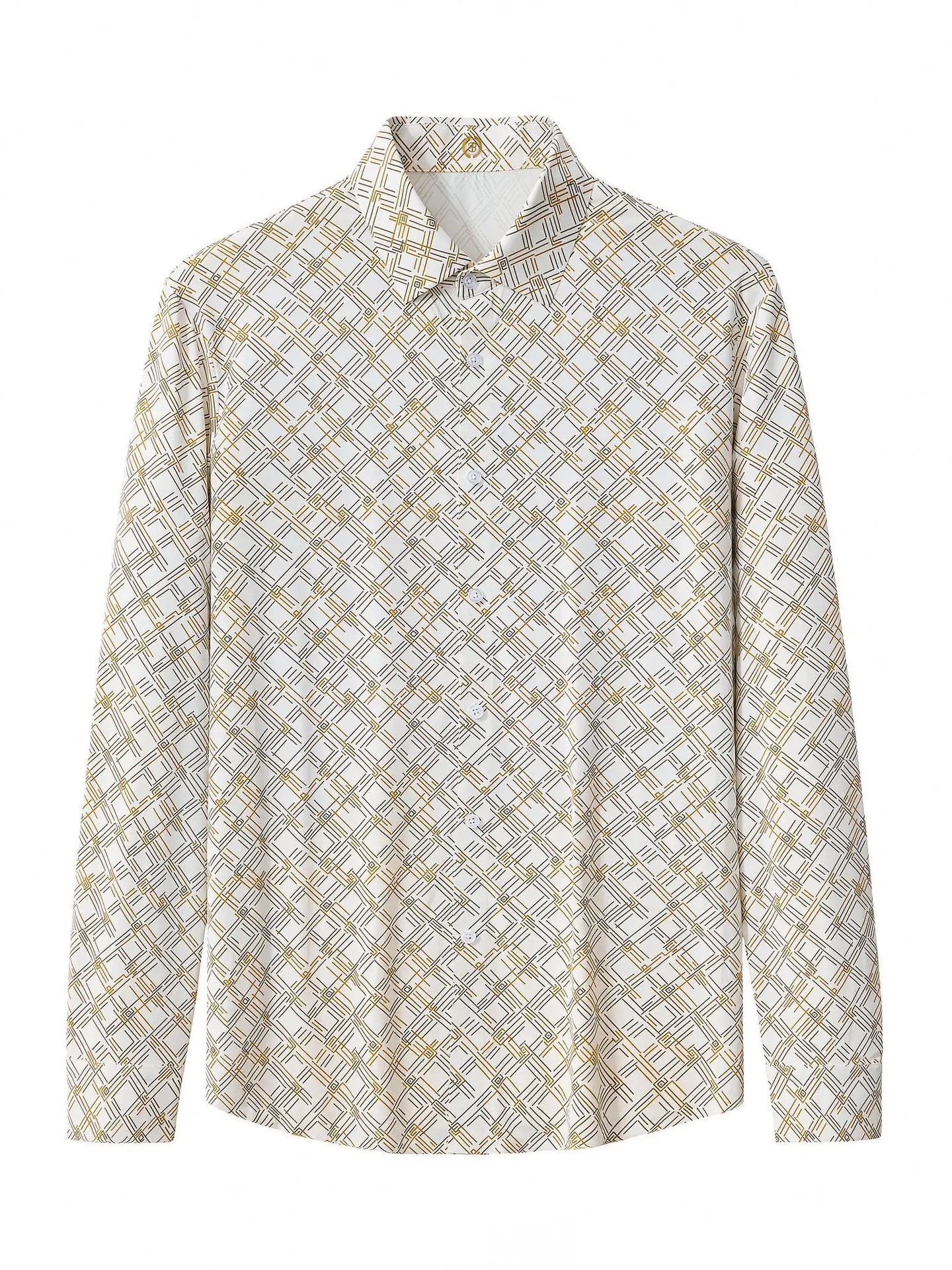 ELS105-Seamless Geo Print Shirt – El Baron-White
