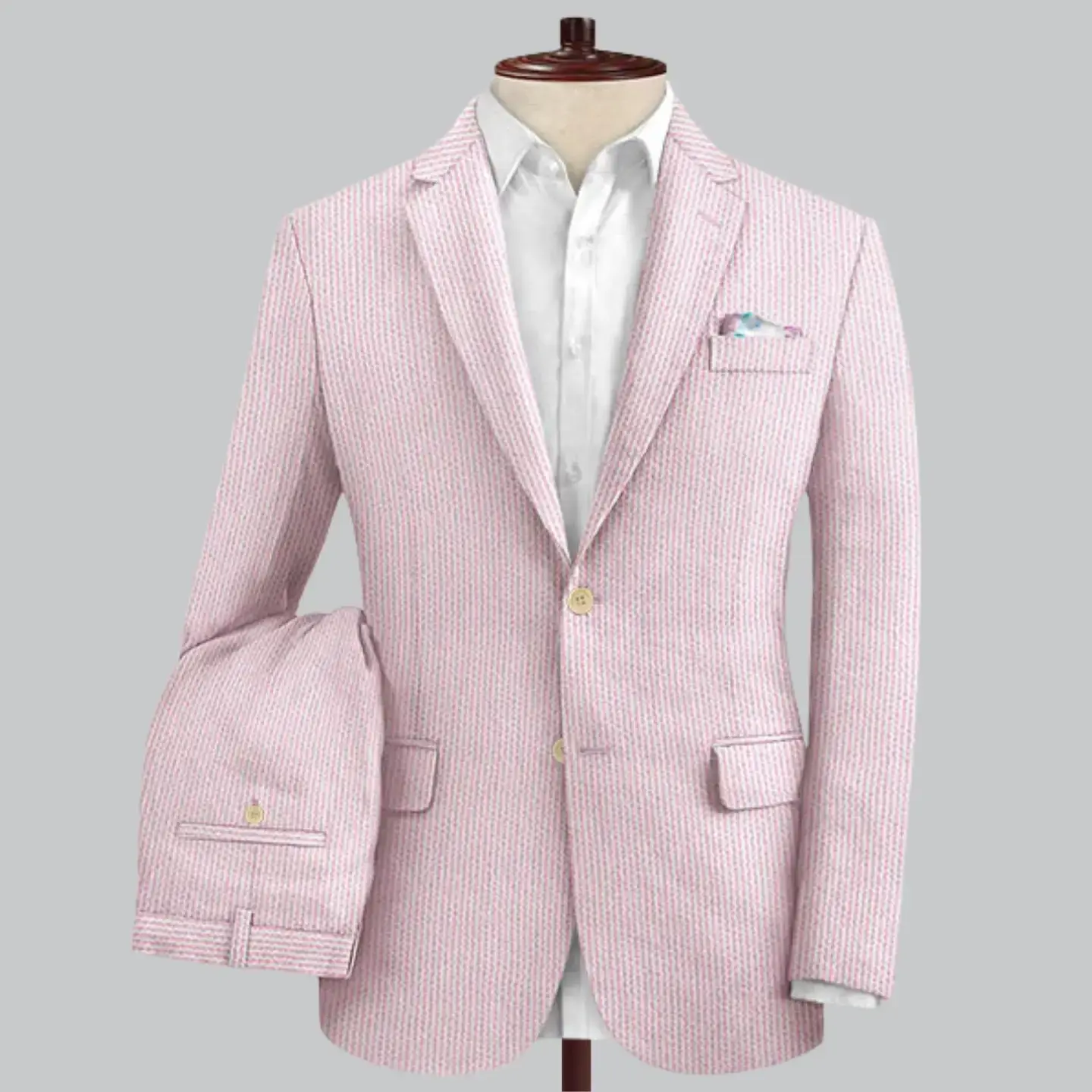 Men's Slim Fit Two Button Seersucker Suit