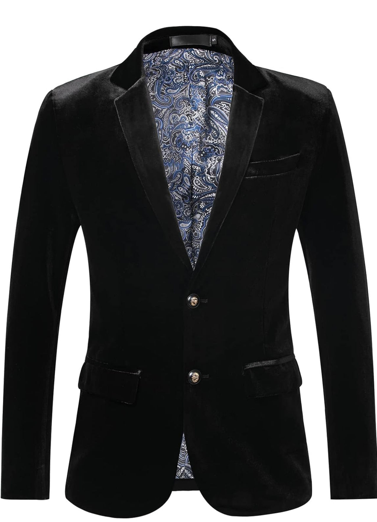 Mens Velvet Blazer Slim-Fit Fashion Solid Suit Jacket