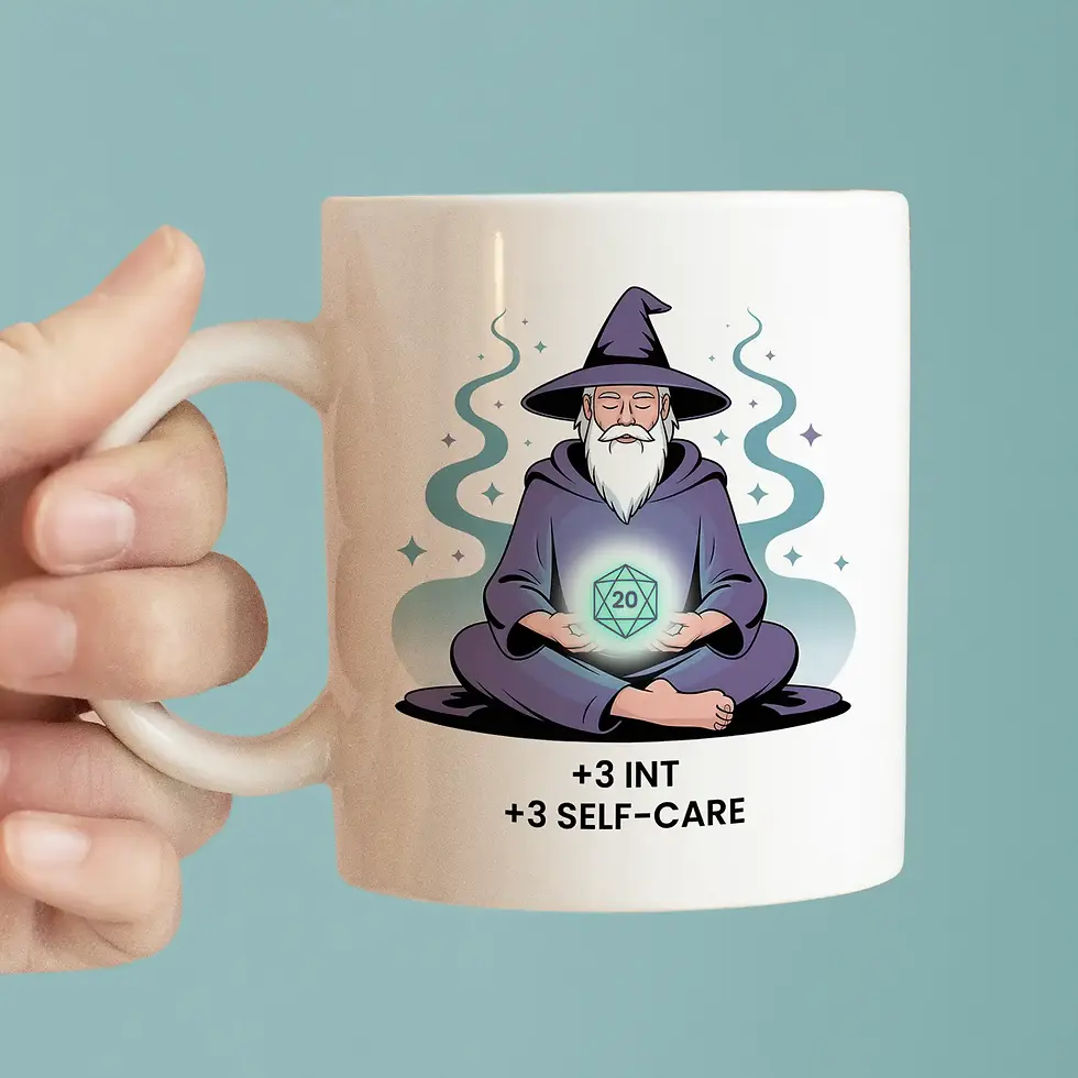 Thumbnail: hand holding a RPG Mug - Mindful mage