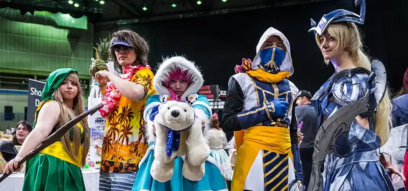 a group of comic con cosplayers