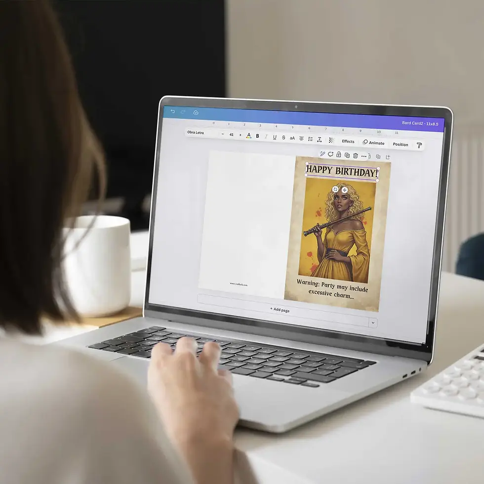 Thumbnail: DnD Birthday Card - cleric - female -editable canva tempalte