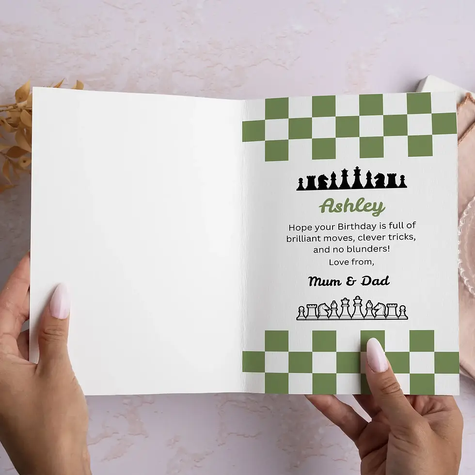 Chess Birthday Card - Editable Template - inside message