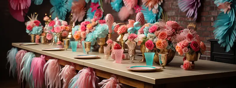 themed flower party table