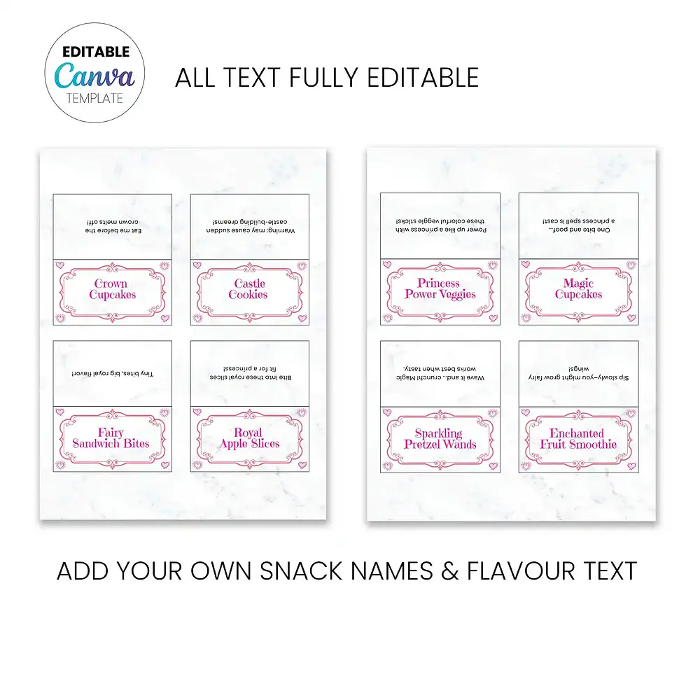 Thumbnail: Princess Party Food Labels - examples