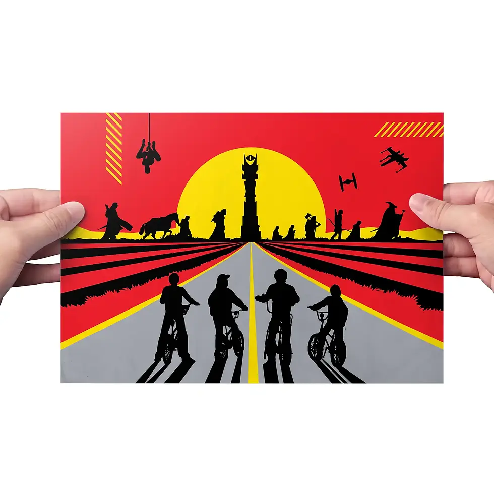 Thumbnail: hands holding a Stranger Things Mashup Wall Art print