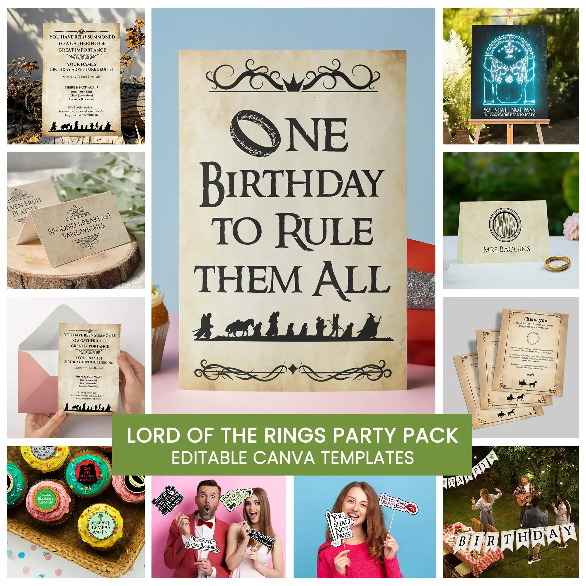 lord of the rings party pack selection of items