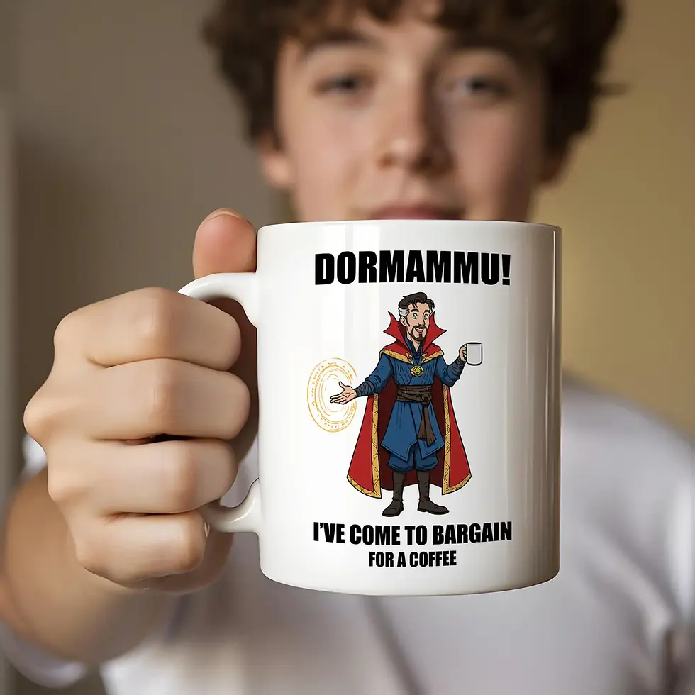 Thumbnail: Teenager holding a Marvel Mug - Doctor Strange