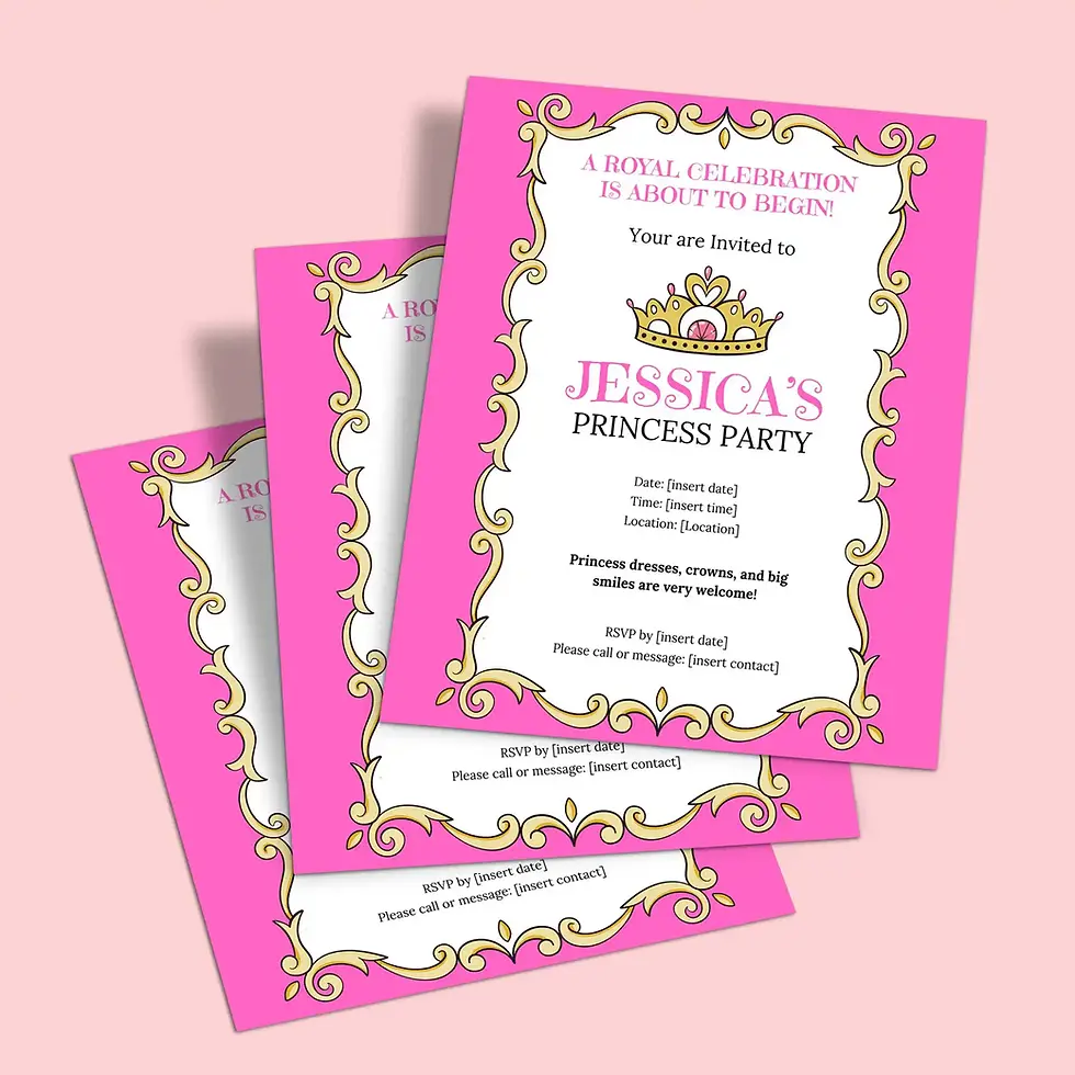 Thumbnail: Princess party printables - multiple invitations