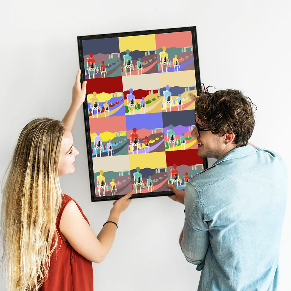 Couple hanging colorful cycling art print