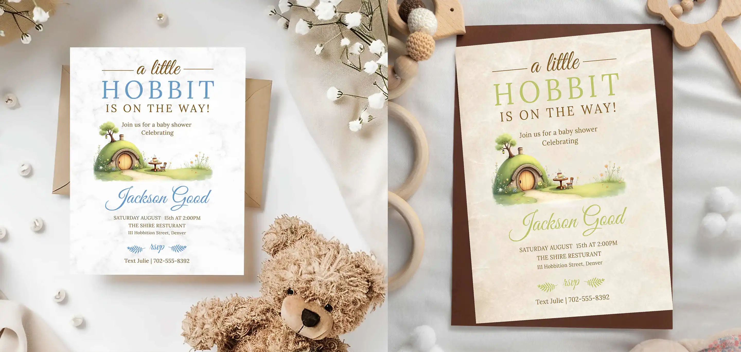 LOTR hobbit daby shower invitations