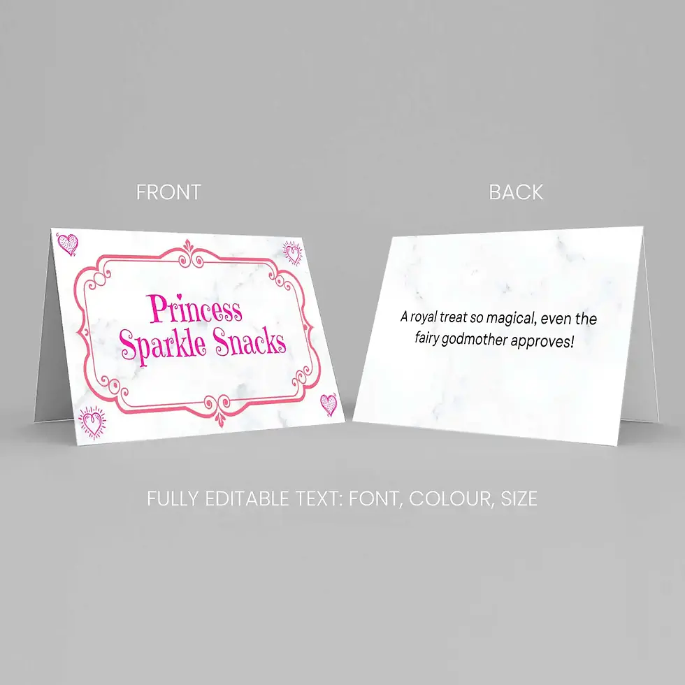 Thumbnail: Princess Party Food Labels - fron and back design