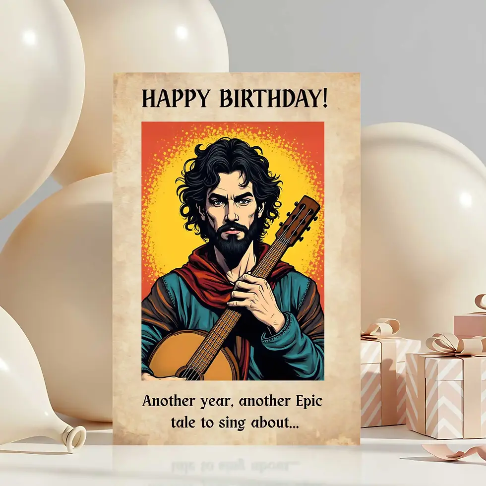 Thumbnail: DnD Birthday Card - Bard - party balloons