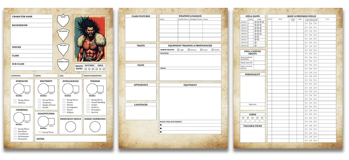 fillable dungeons and dragons character sheets