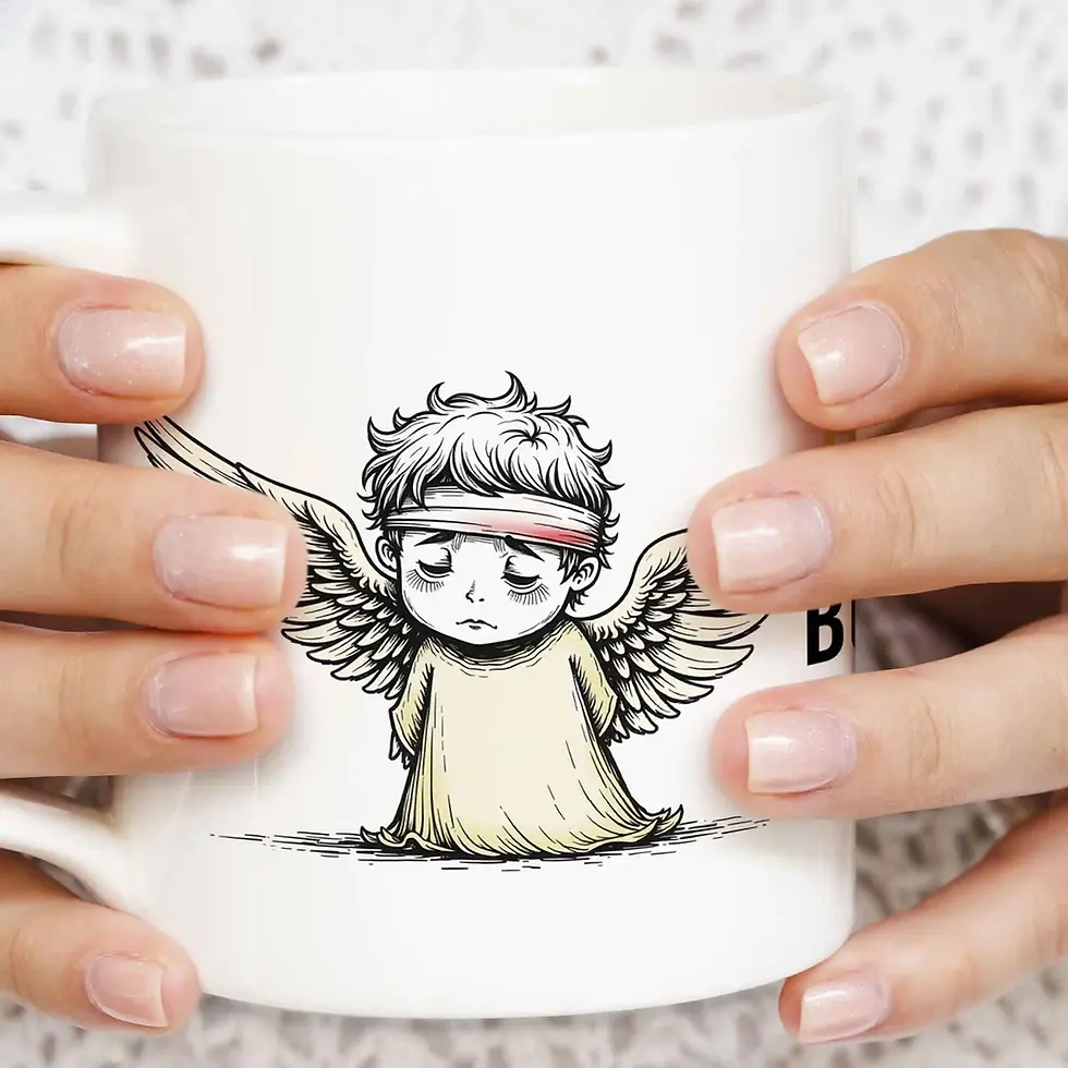 woman holding a MTG Mug - Angel Deck