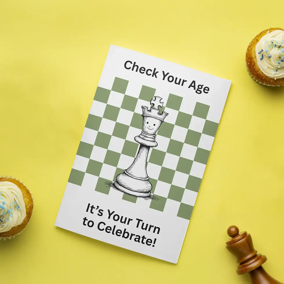 Thumbnail: Chess Birthday Card - Editable Template - on a yellow table