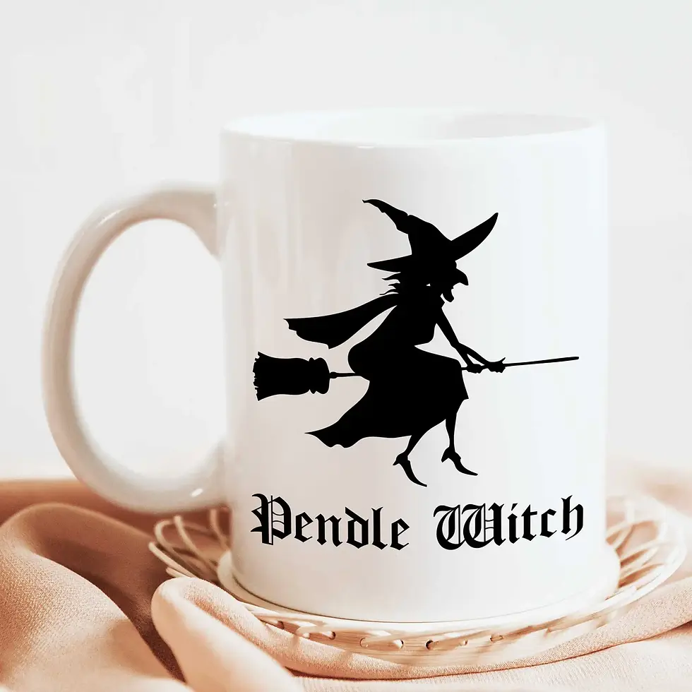 Thumbnail: Pendle witch mug on boho coaster
