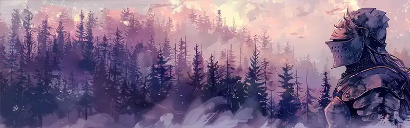 D&D warrior looking out over a vast forrest