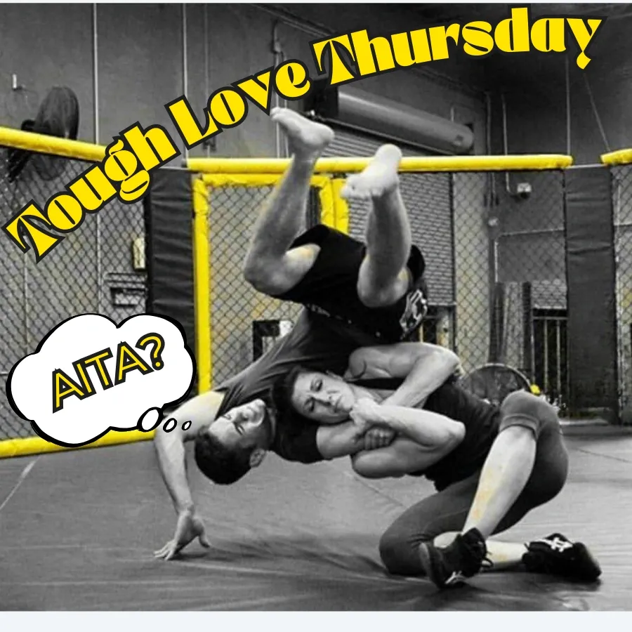 Tough Love Thursday Graphic Featuring Jess Sargus training in an MMA gym