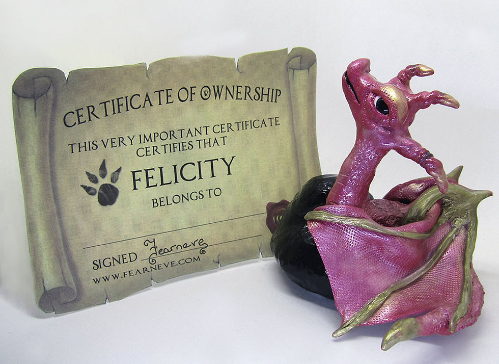Thumbnail: Pink Dragon - Polymer Clay Sculpture - 'FELICITY'