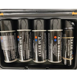 Three Clearout Tactical Grenades, One Clearout Keyholer, One Clearout Auto Ejector for service vehicles and tactical units.