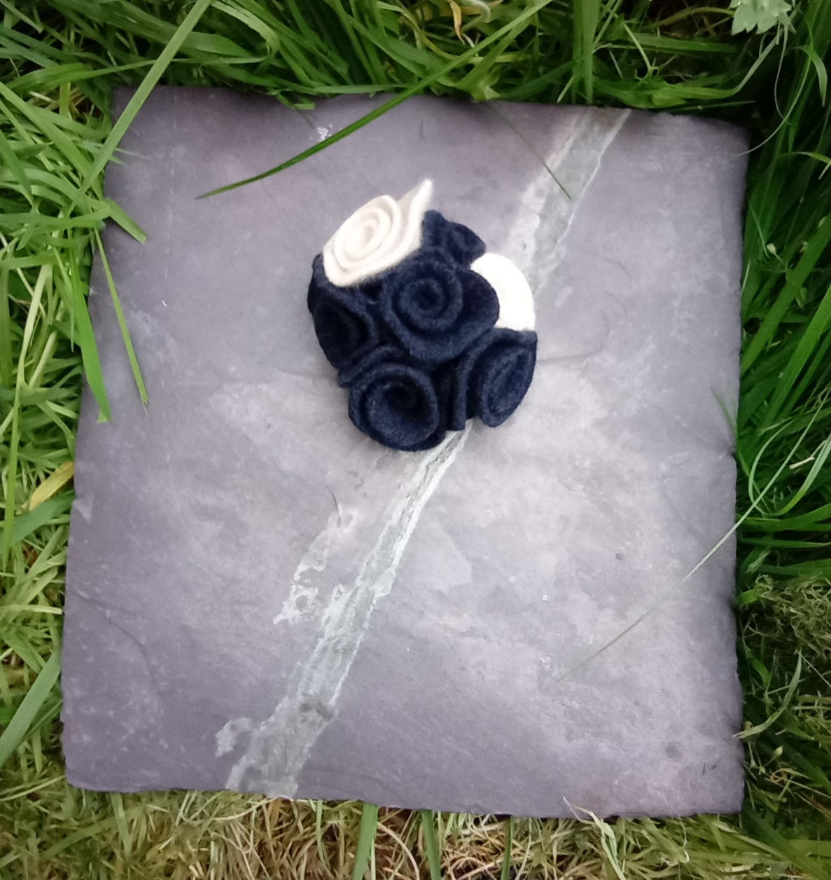Navy felt Brooch