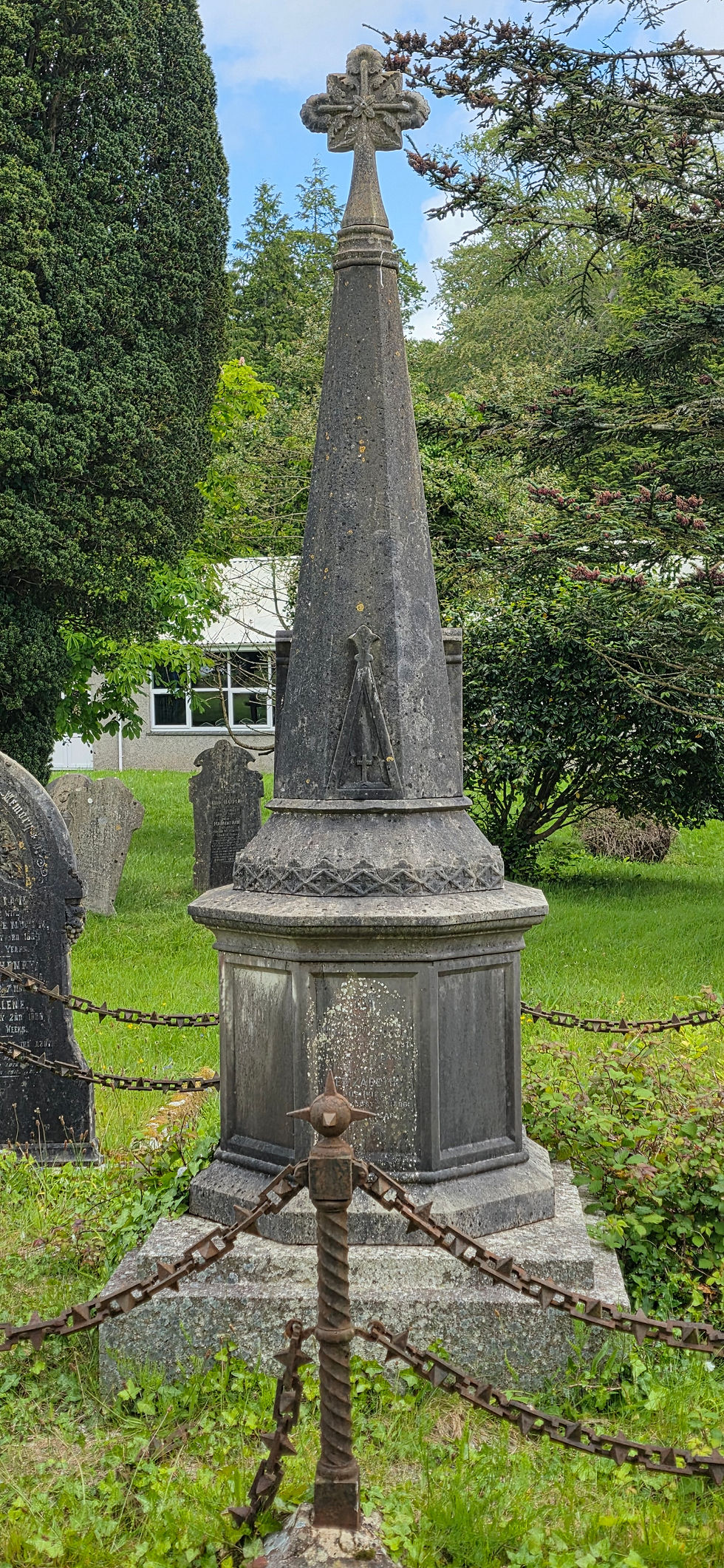 Luke's memorial shaped as a spire.