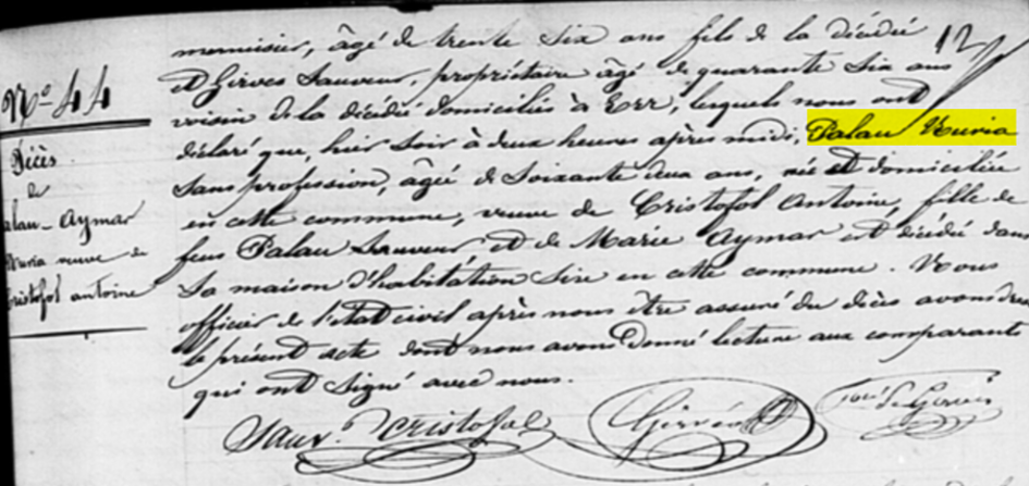 Son acte de décès de 1860