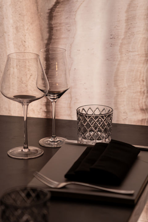 Refined table setting for a private dining experience at The Grotto in Toronto.