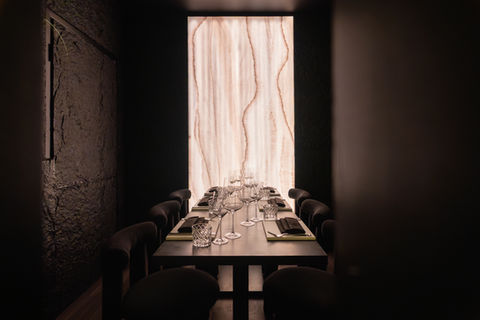 The Grotto at Lyla featuring an intimate dining room for private events.