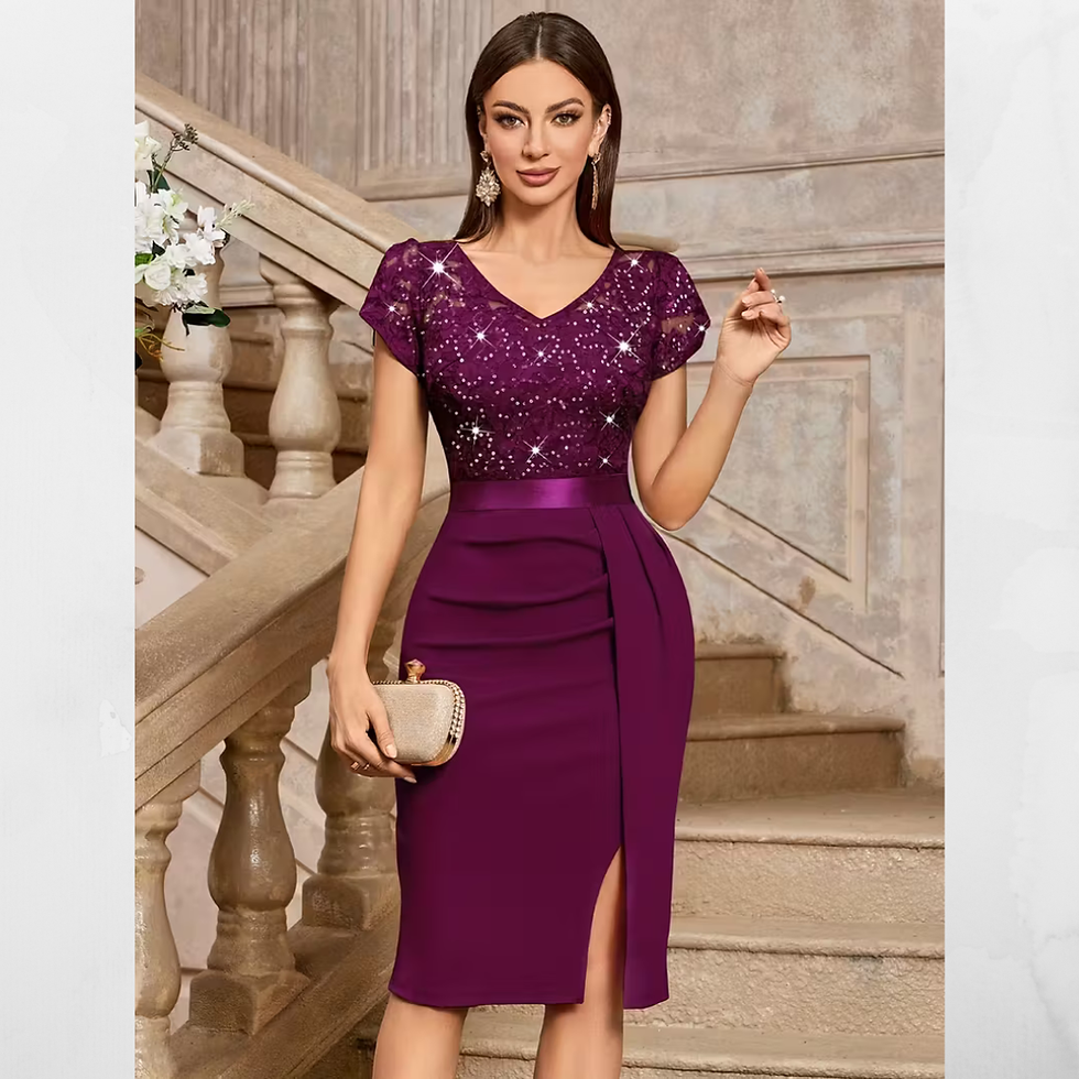 Miniatura: VESTIDO BELINA CORTE TUBO C/ESCOTE V C/PRETINA DRAPEADO