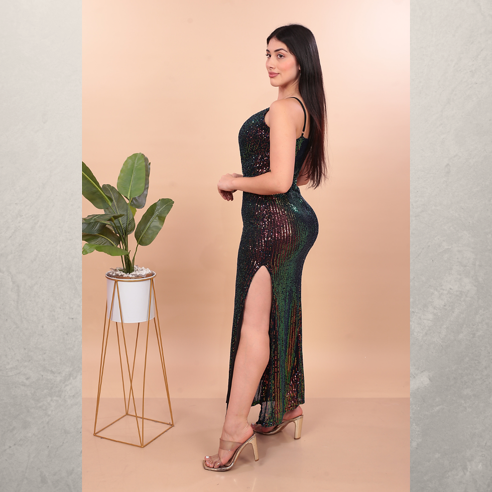 Miniatura: VESTIDO TAMARA CORTE SIRENA C/ESCOTE V C/TIRANTES C/CIERRE ESPALDA