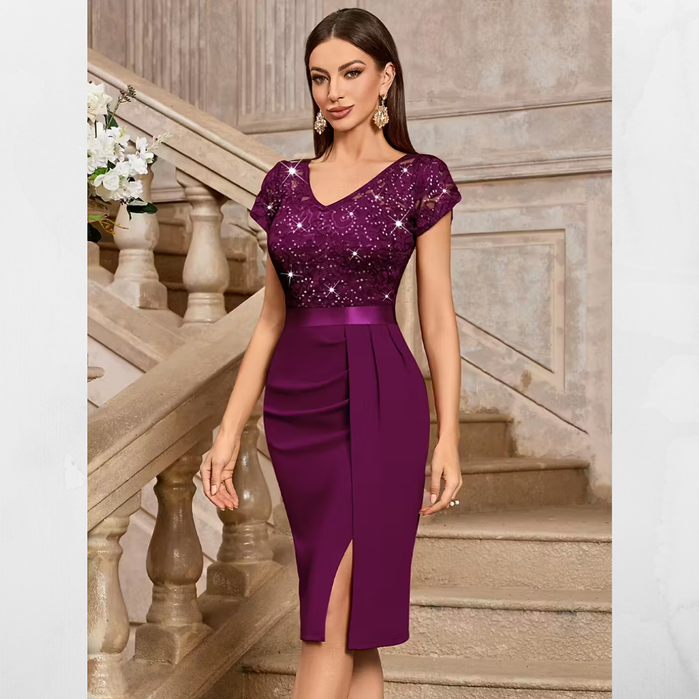 Miniatura: VESTIDO BELINA CORTE TUBO C/ESCOTE V C/PRETINA DRAPEADO