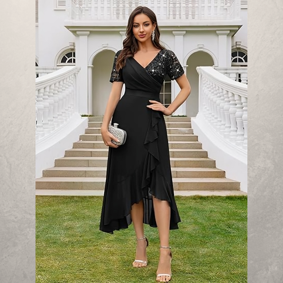 Miniatura: VESTIDO NIKITA C/ESCOTE V C/FALDA ENVOLVENTE C/PRETINA C/CENACJE 3D