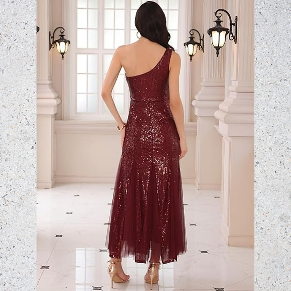 Miniatura: VESTIDO CATERINA CORTE PRINCESA C/1 HOMBRO C/TULL C/GODET C/LENTEJUELAS