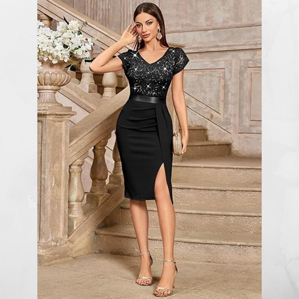 Miniatura: VESTIDO BELINA CORTE TUBO C/ESCOTE V C/PRETINA DRAPEADO