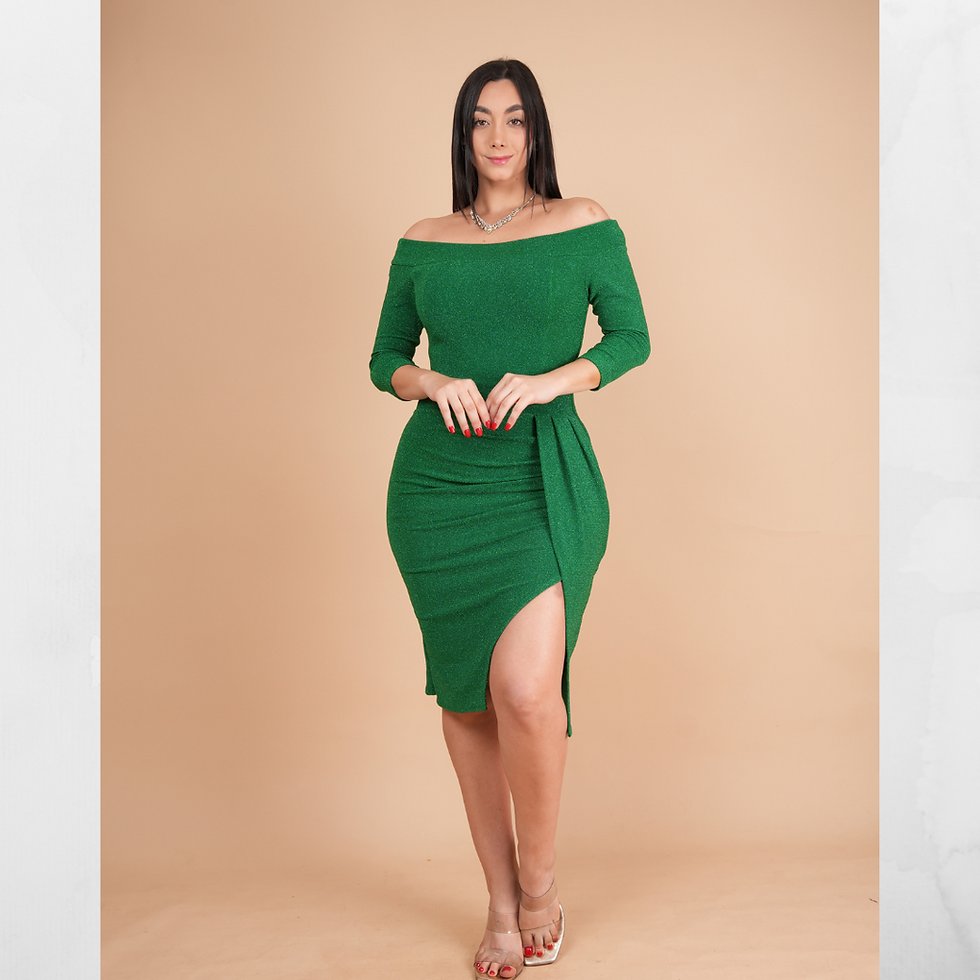 Miniatura: VESTIDO JELENA C/MANGA CORTA C/BRILLO DRAPEADO