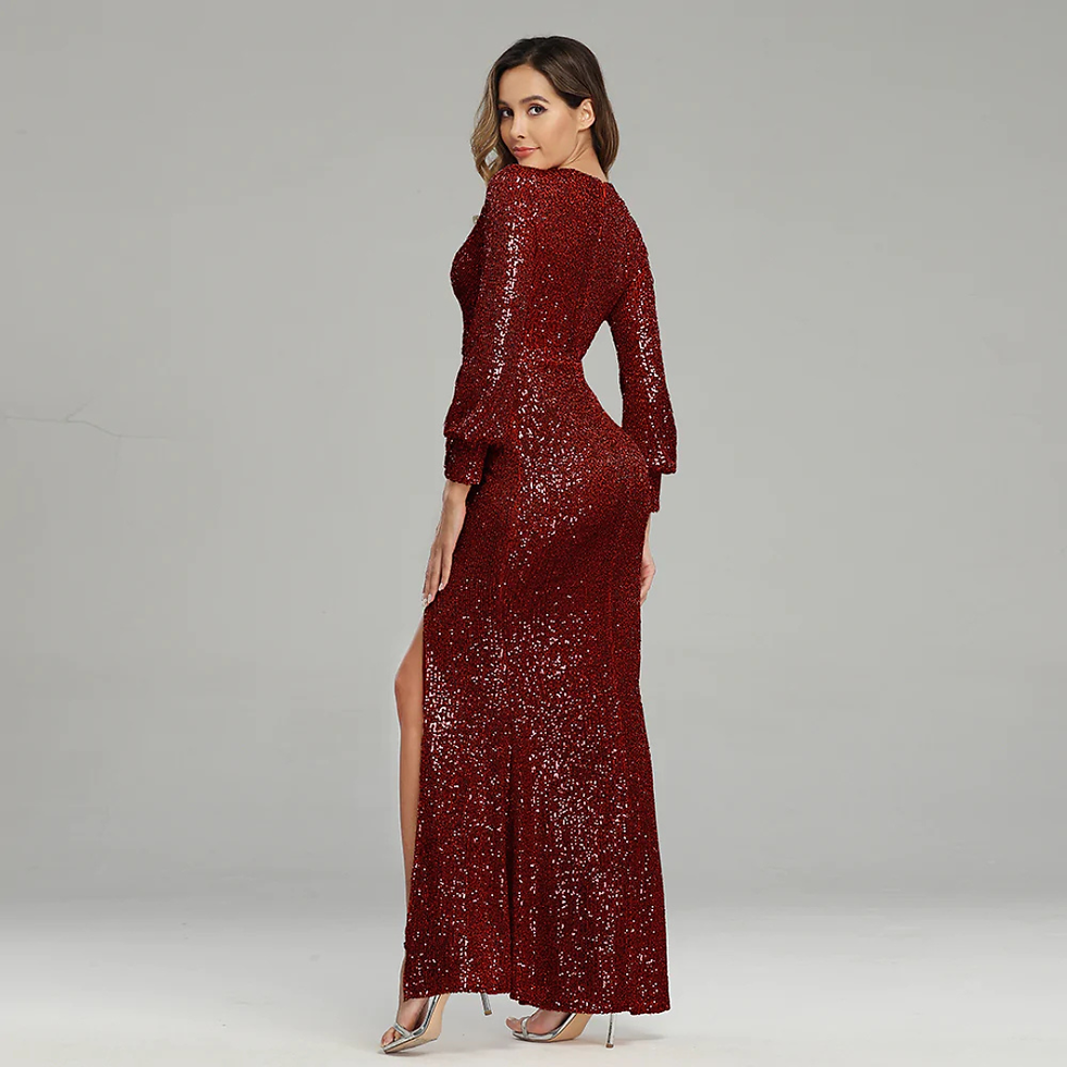 Miniatura: VESTIDO SHURA CORTE SIRENA C/ESCOTE V C/OLAN C/MANGAS CON PUÑO