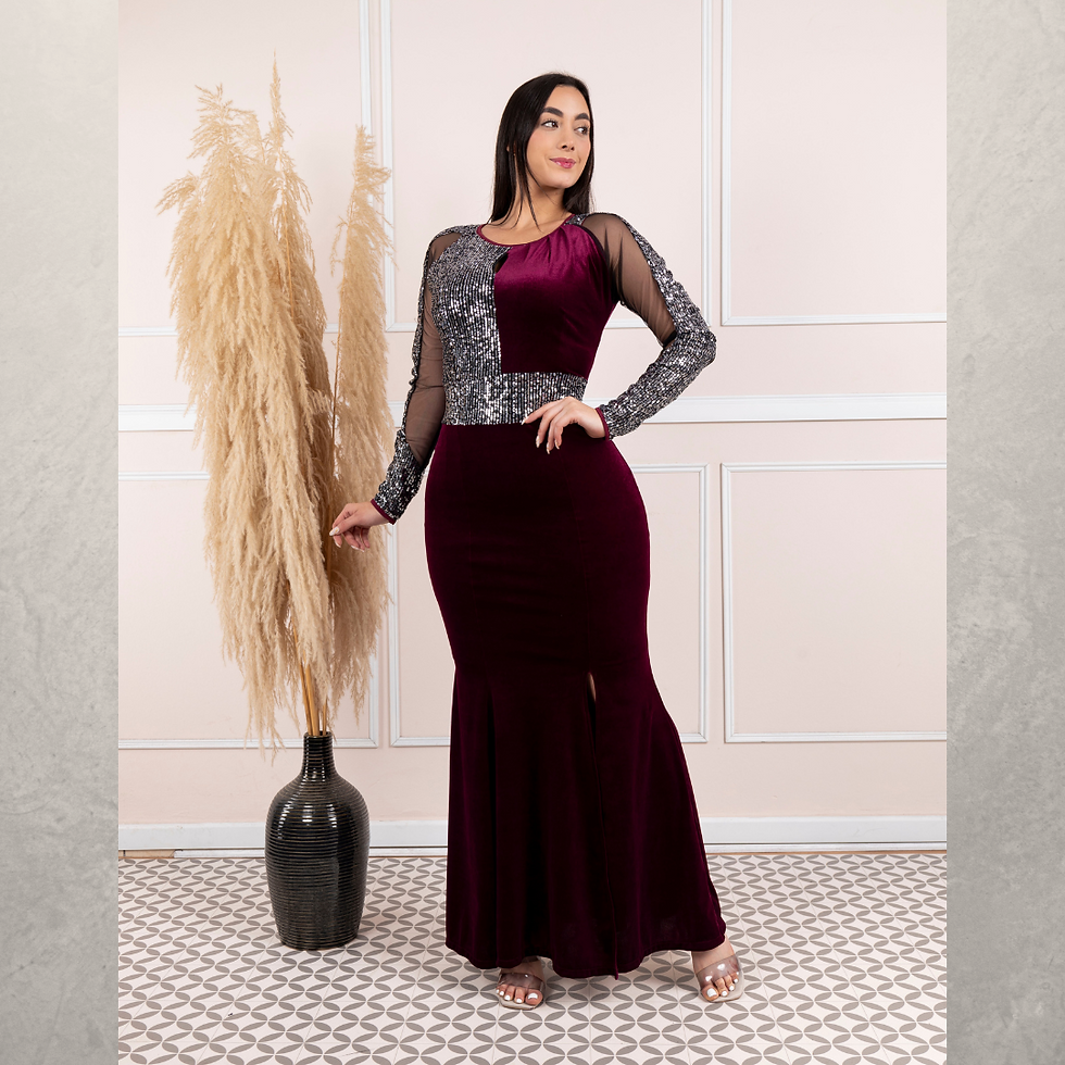Miniatura: VESTIDO DOMINA CORTE SIRENA C/PRETINA C/TULL C/LENTEJUELAS