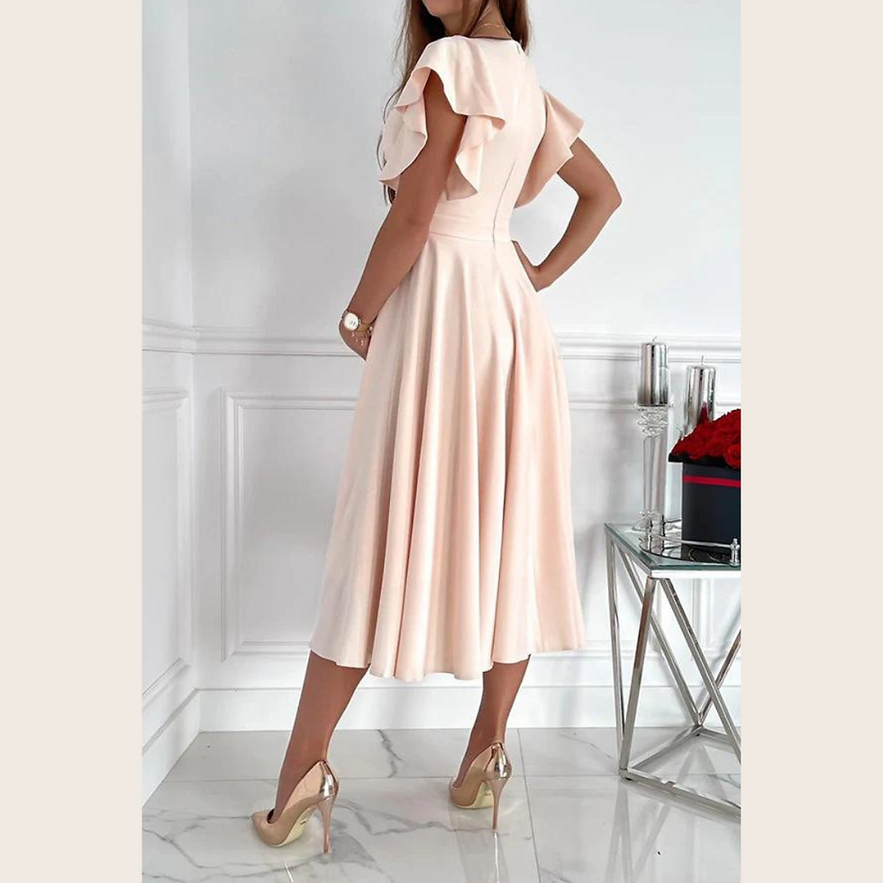 Miniatura: VESTIDO DENISKA CRUZADO C/FALDA CIRCULAR C/MANGAS VOLANTES