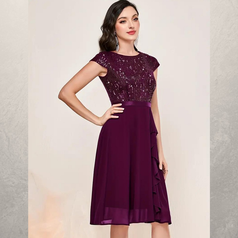 Miniatura: VESTIDO ALIONA C/ESCOTE V C/FALDA CIRCULAR C/BOBOS