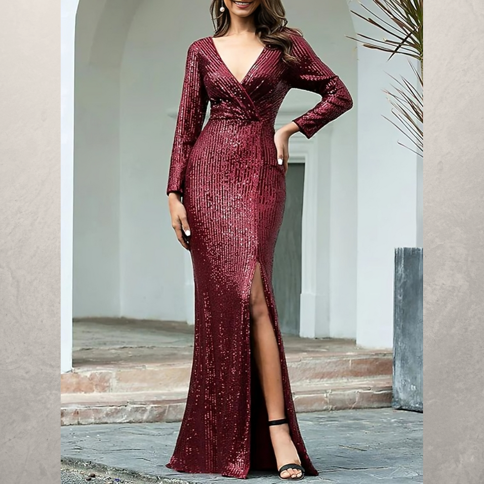 Miniatura: VESTIDO IRINA CORTE SIRENA C/ESCOTE V C/ABERTURA DELANTERA
