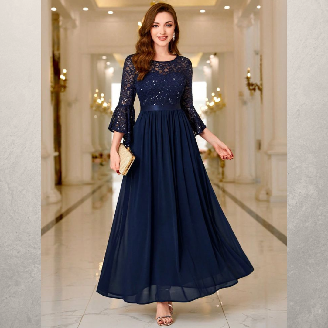 VESTIDO GRAZIANA C/CINTURA FRUNCIDA C/MANGA C/VUELO C/PRETINA