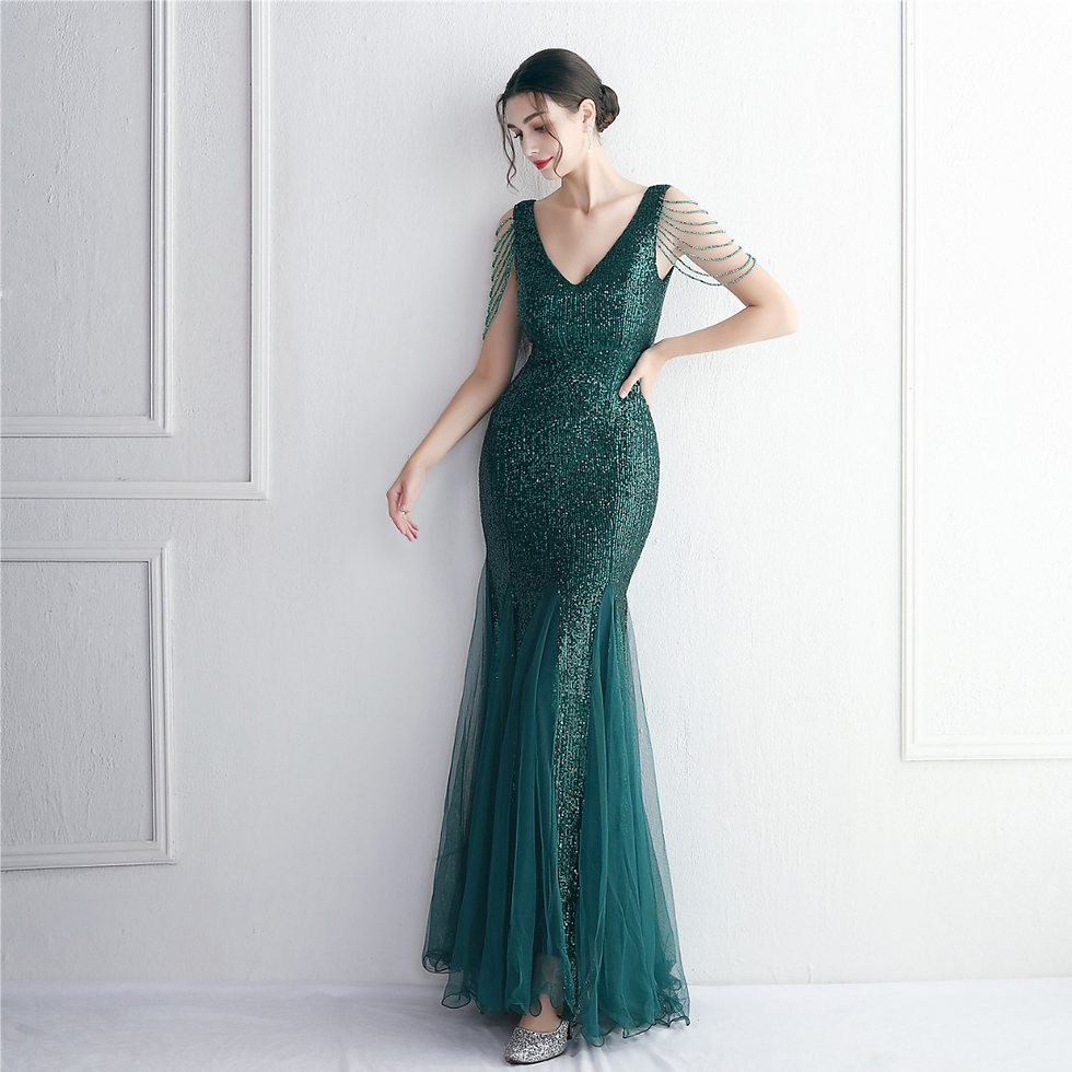 Miniatura: VESTIDO FRANKA CORTE SIRENA C/ESCOTE EN V C/PIEDRITAS