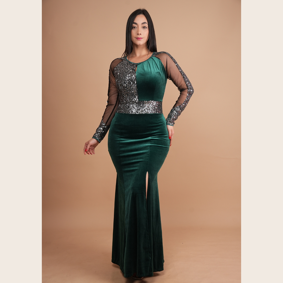 Miniatura: VESTIDO DOMINA CORTE SIRENA C/PRETINA C/TULL C/LENTEJUELAS