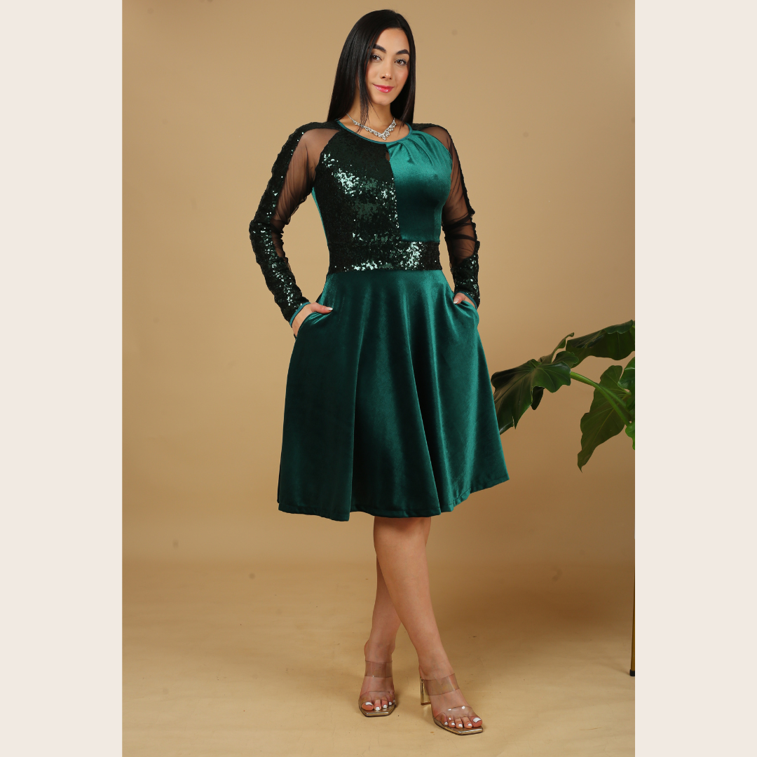VESTIDO KARENINA C/FALDA CIRCULAR C/TULL C/LENTEJUELAS