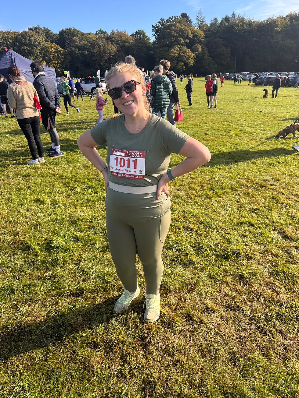 a woman running a 5k to improve her health, wellbeing and biohacking in multiple ways to be as healthy as possible for her family
