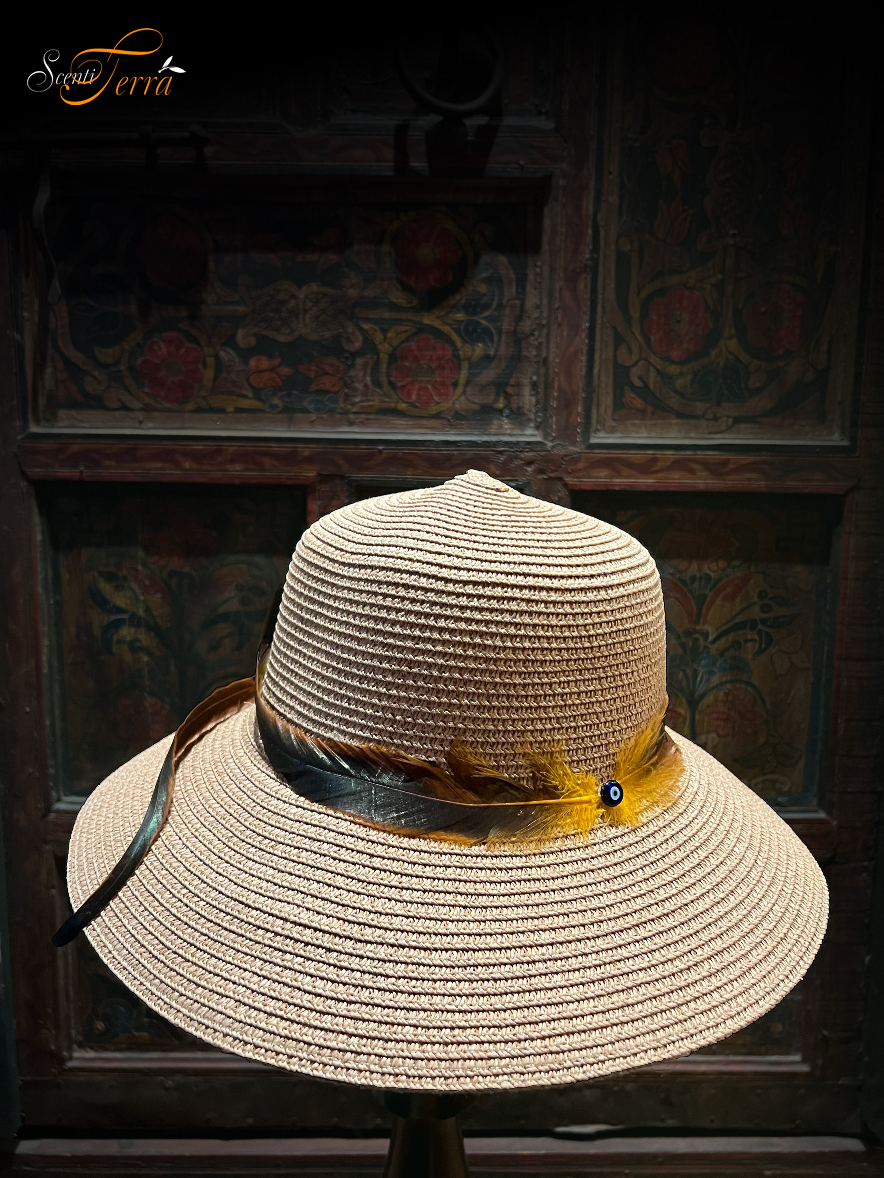 Golden Feather & Evil Eye Charm Hat